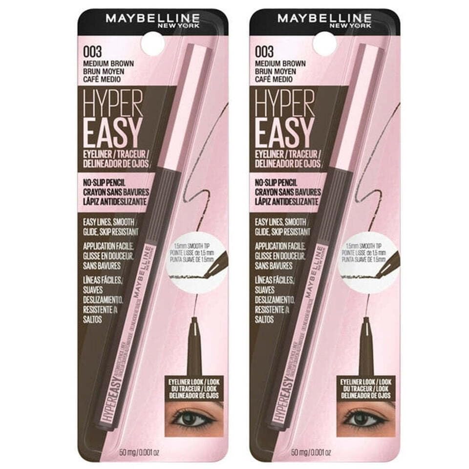 Maybelline EyeStudio Hyper Easy No Slip Pencil Eyeliner Makeup, Medium Brown