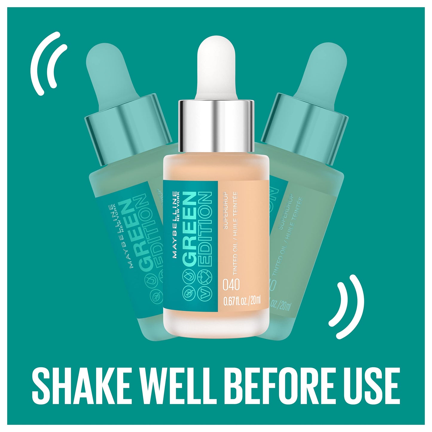 Maybelline Green Edition Superdrop Tinted Oil Makeup, Adjustable Coverage, 70, 0.67 fl oz