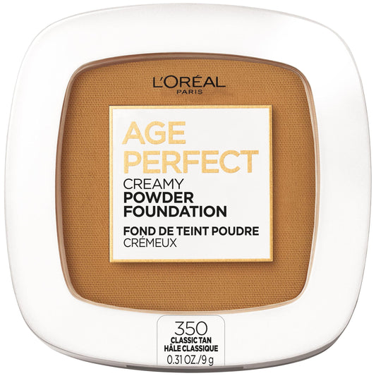 L'Oreal Paris Age Perfect Creamy Pressed Powder Foundation, Classic Tan, 0.31 oz