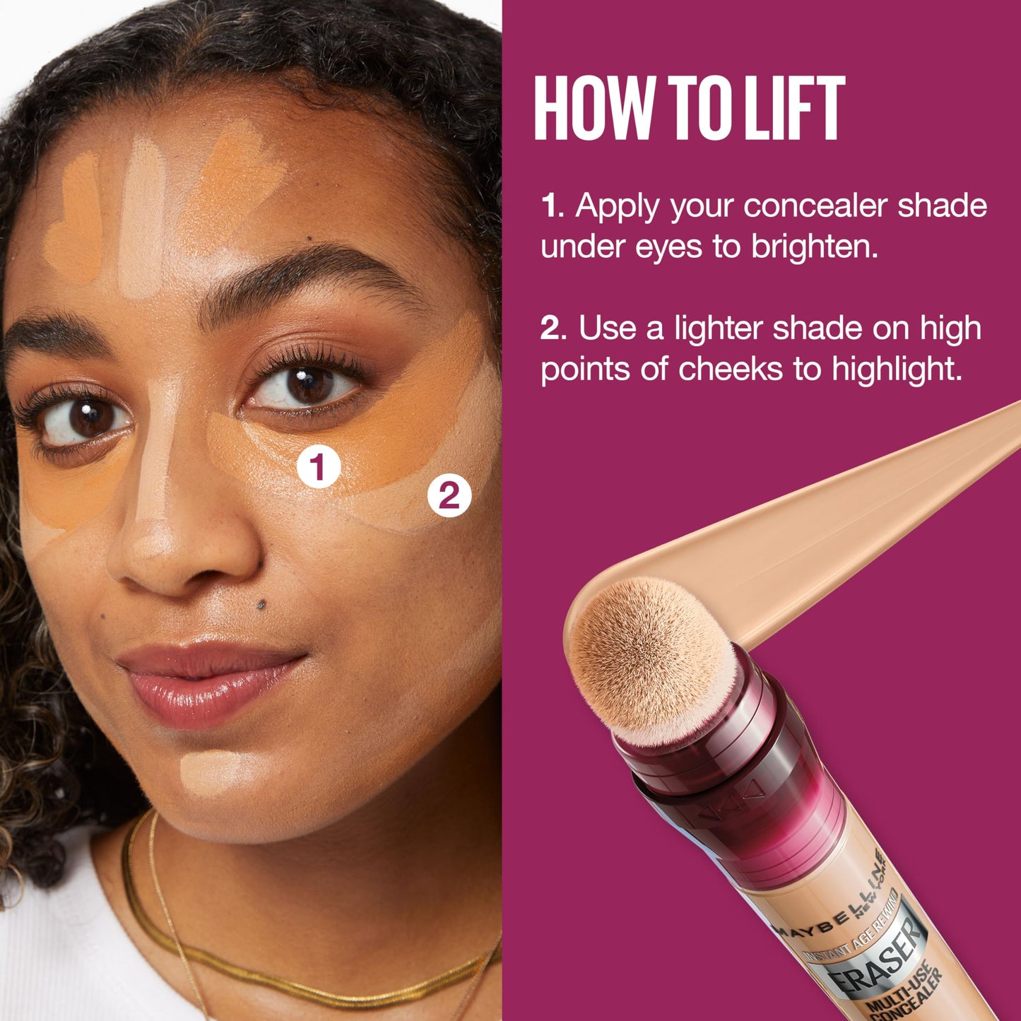 Maybelline Instant Age Rewind Eraser Dark Circles Treatment Concealer, 144 Caramel, 0.2 oz