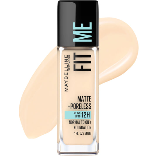 Maybelline New York Fit Me Matte + Poreless Foundation Makeup, Porcelain, 1 Fl Oz