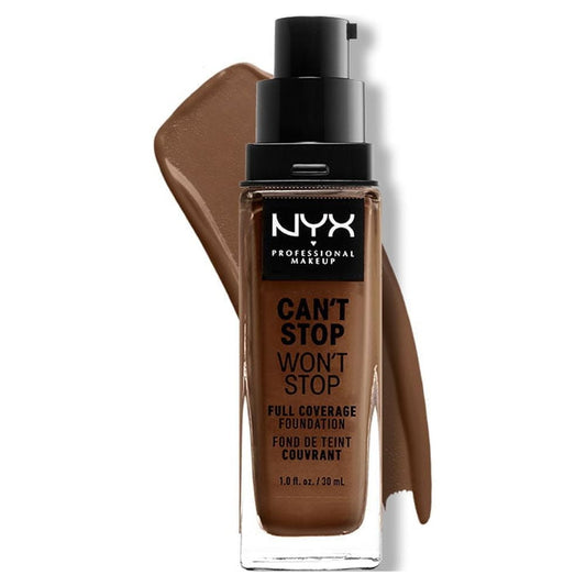 NYX Professional Makeup Can't Stop Won't Stop 24hr Full Coverage Liquid Foundation, Matte Finish, Waterproof, Deep Rich