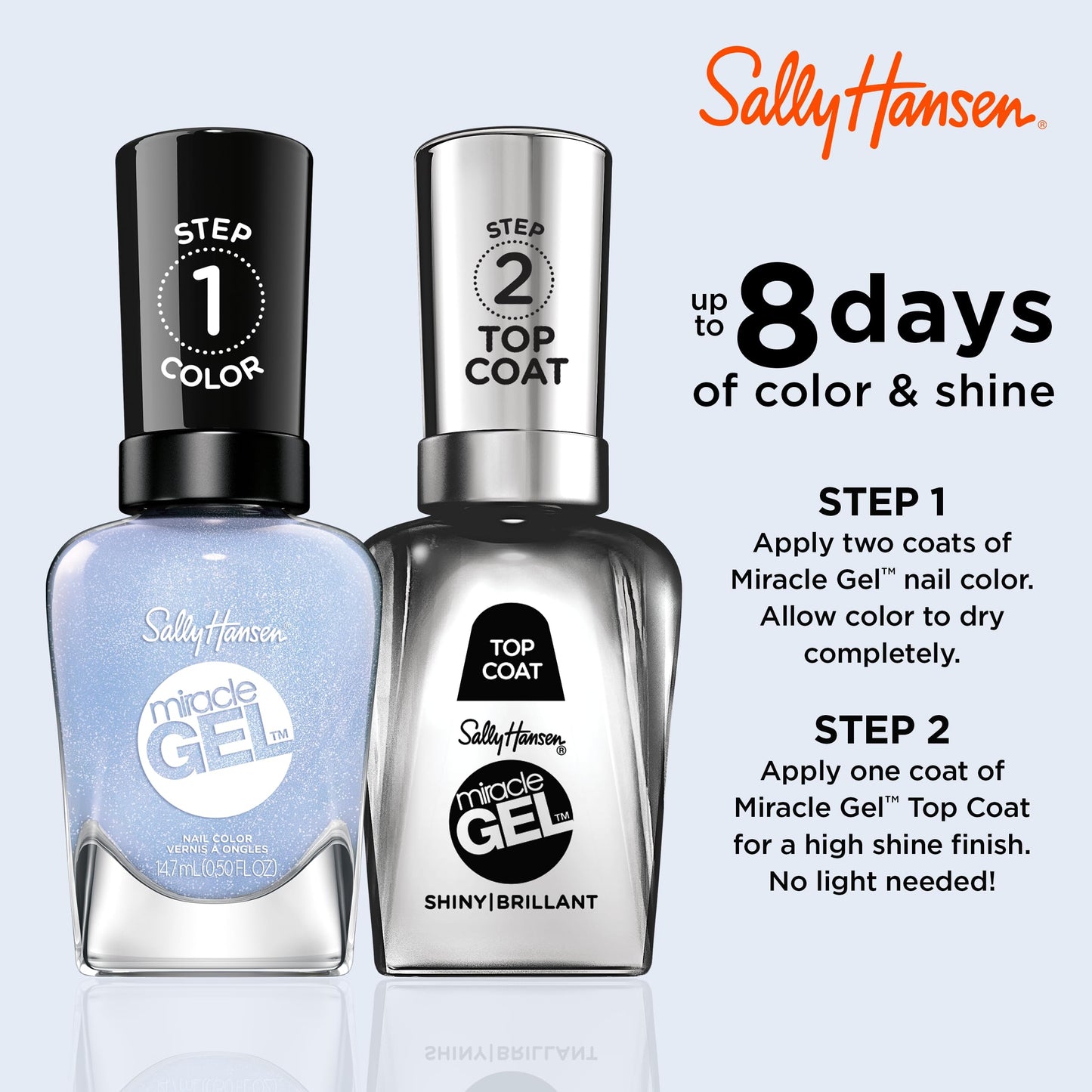 Sally Hansen Miracle Gel Nail Polish, Blue Skies Ahead, 0.5 oz, No UV Lamp Needed, Long Lasting