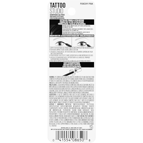 Maybelline Tattoo Gel Pencil Waterproof Longwear Eyeliner, Punchy Pink, 0.04 oz