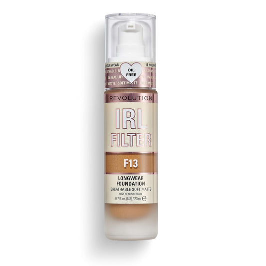 Revolution Beauty, IRL Filter Longwear Foundation, Soft & Breathable Formula, Medium to Full Coverage, Matte Finish, F13, 0.7 Fl. Oz